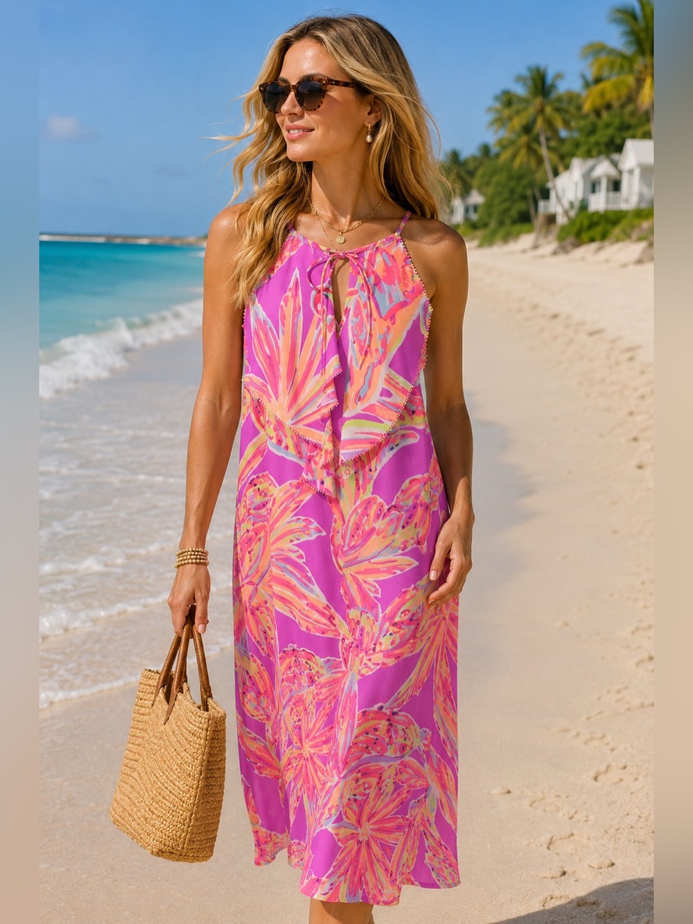 LILLY PULITZER 100% Silk Lachelle Bright Midi Dress Size XS